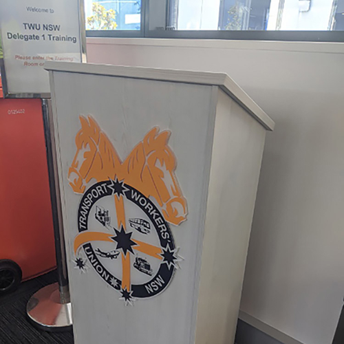 TWU Podium Sign