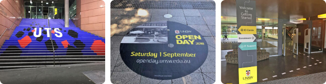 Floor graphics for way finding solutions during open day