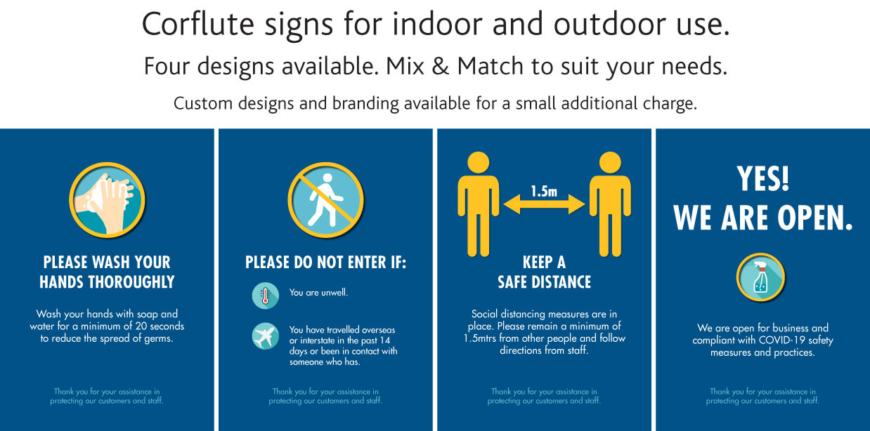 Corflute coronavirus safety sign options