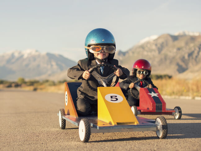 Kid driving a cart