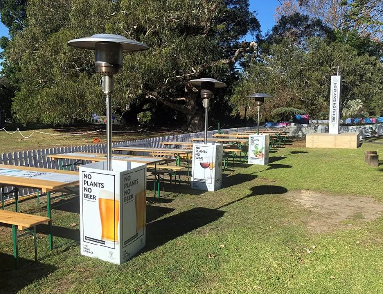 Beer garden signs on heaters