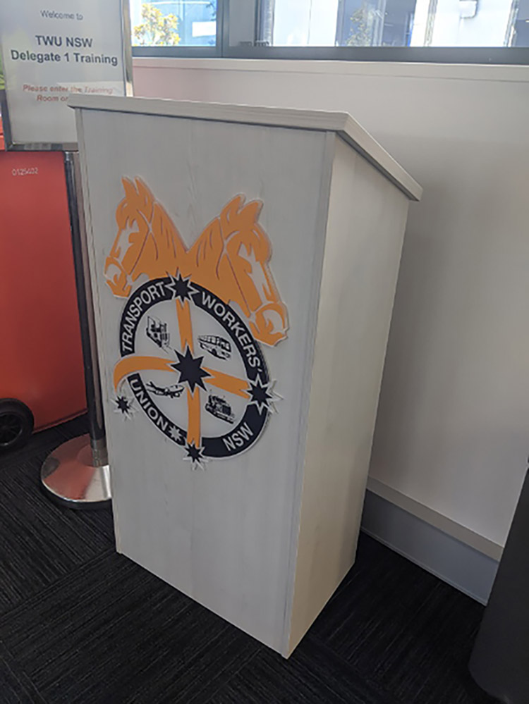 TWU Podium Sign