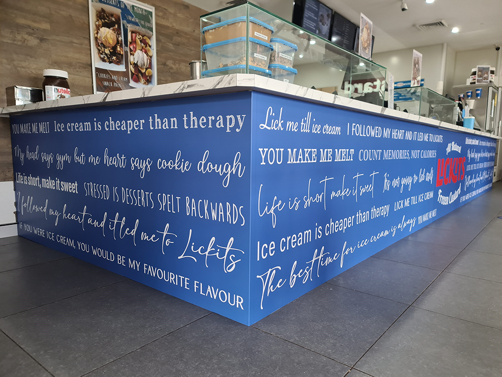 custom counter graphics for ice cream shop