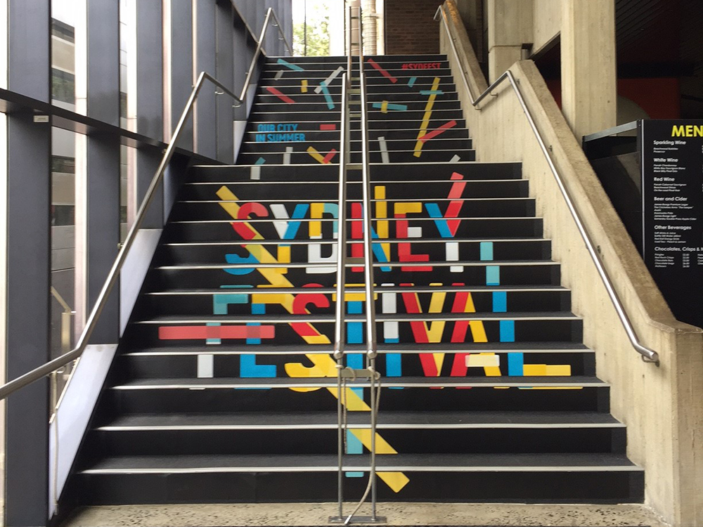 custom floor graphics on stairs